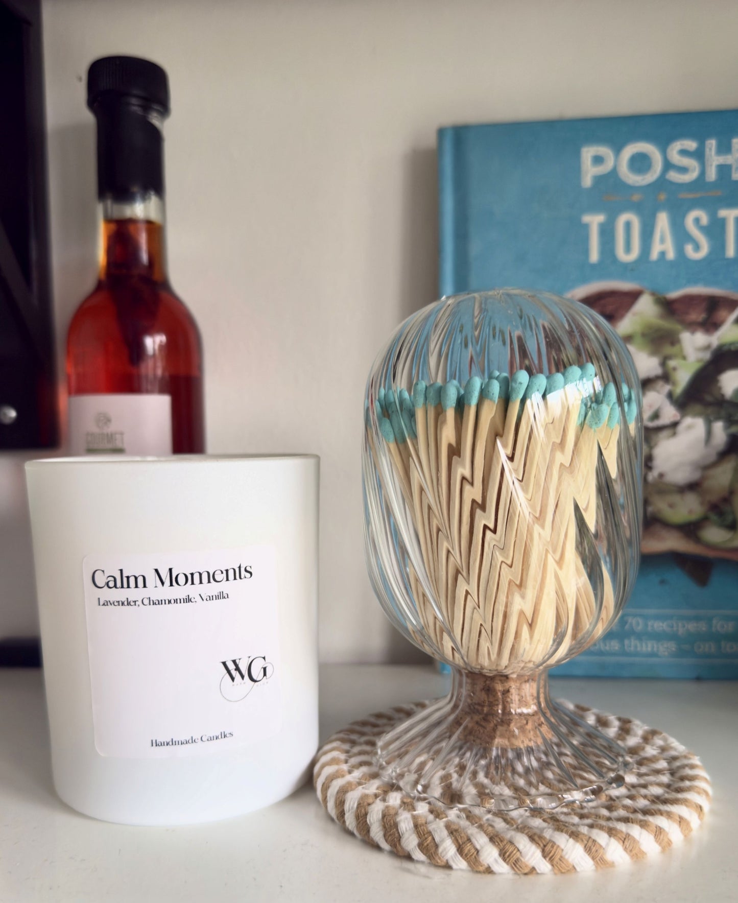 Large Glass Match Jar